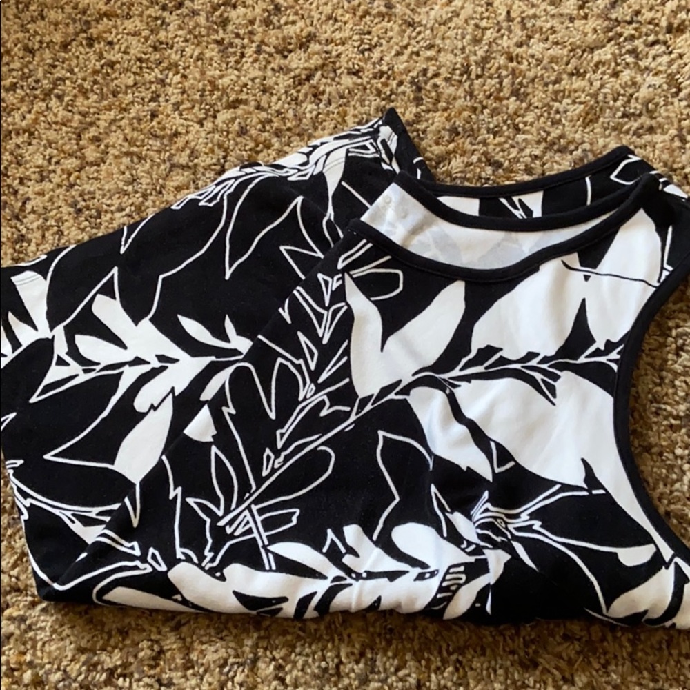 Black and white cotton print tank top